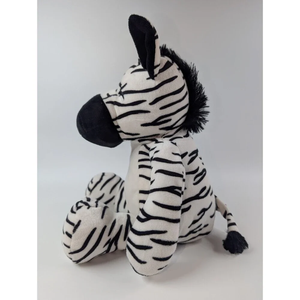 Manhattan Toy Zoe Zebra Plush Black White Stuffed Animal Sitting 15